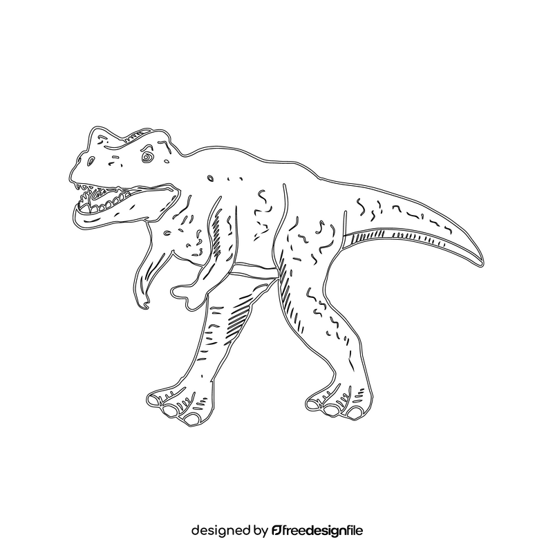 Tyrannosaurus dinosaur black and white clipart