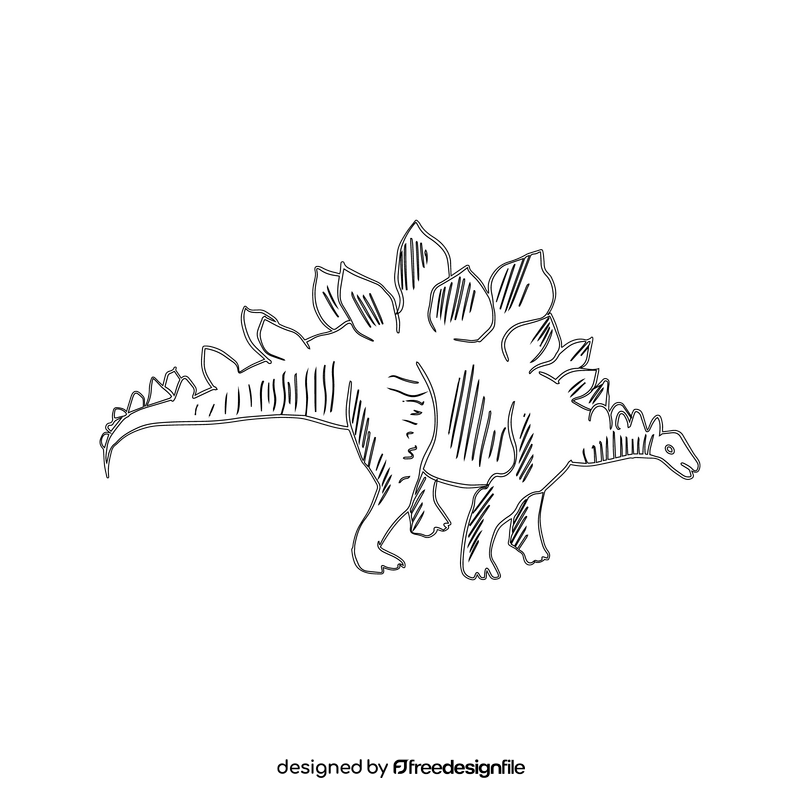 Stegosaurus dinosaur black and white clipart