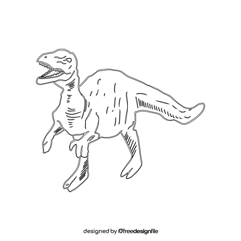 Dinosaur cartoon black and white clipart