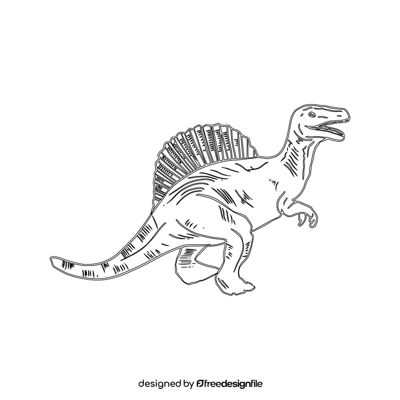 Spinosaurus dinosaur black and white clipart