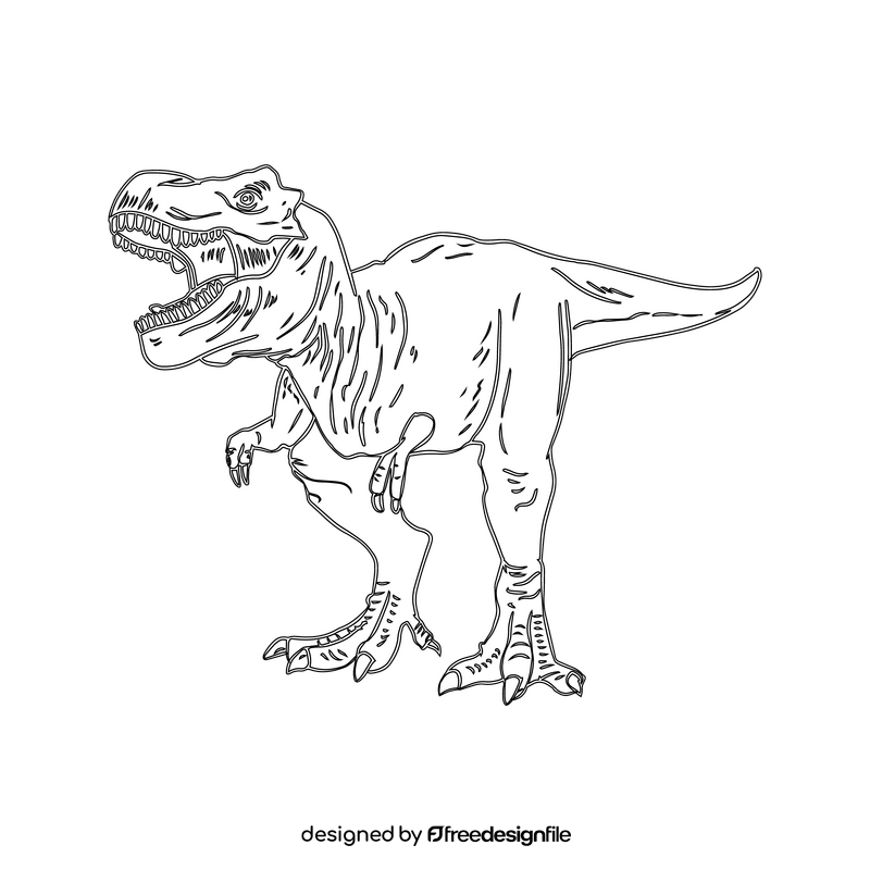 Wild dinosaur cartoon black and white clipart