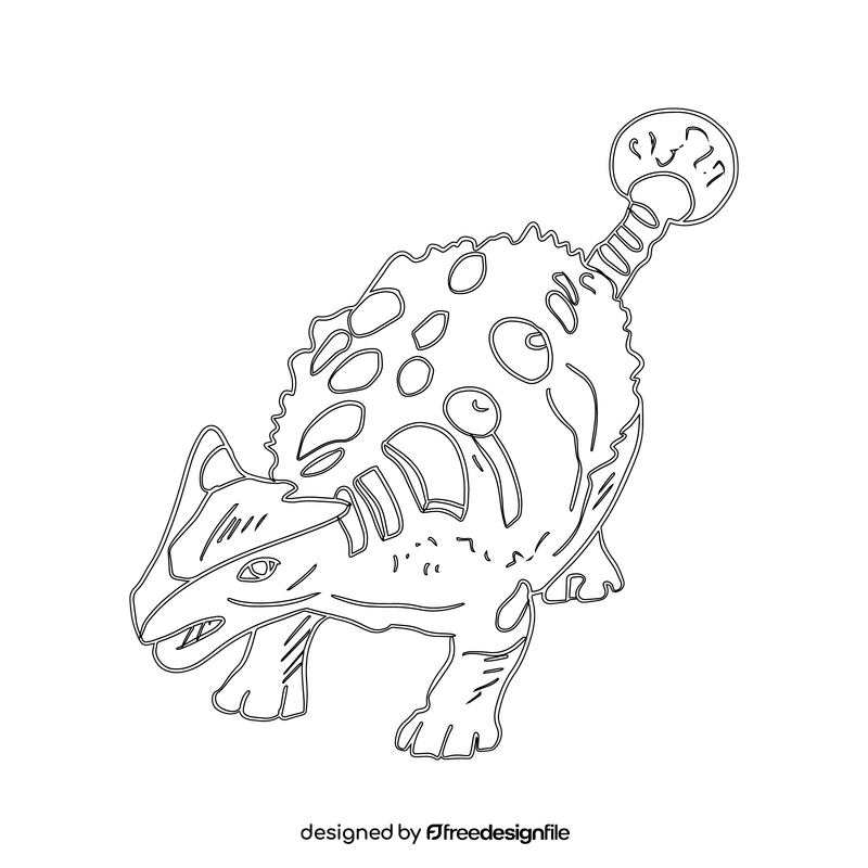 Dinosaur cartoon black and white clipart