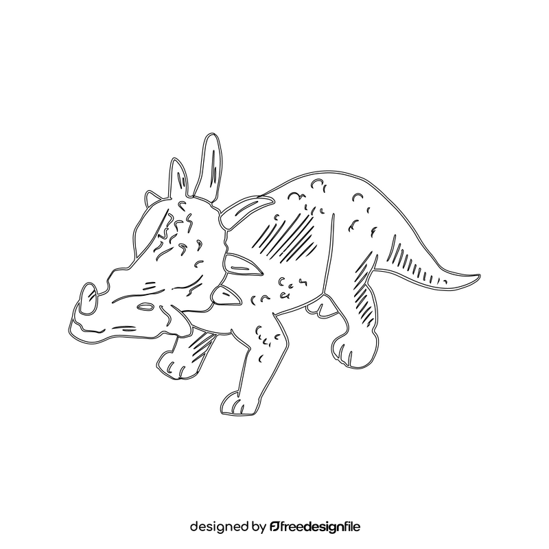 Styracosaurus dinosaur black and white clipart