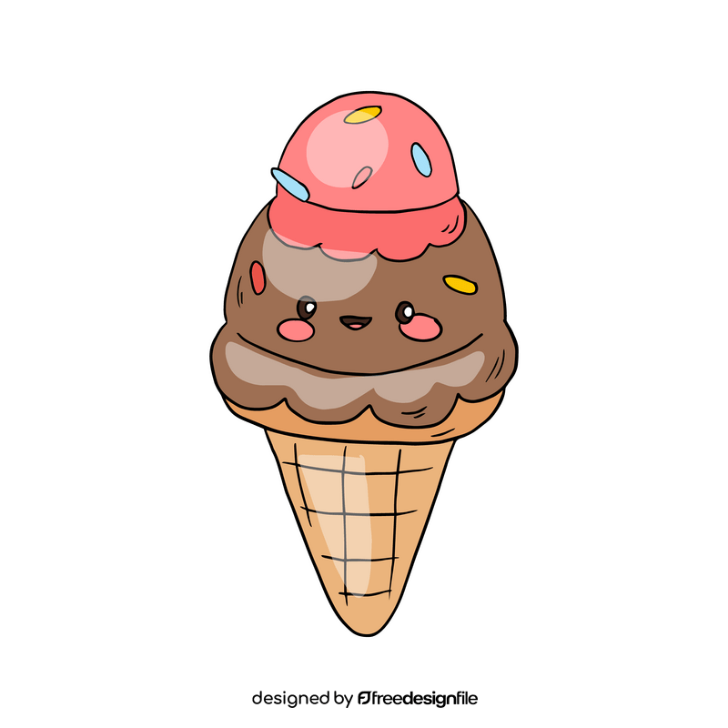 Chocolate kawaii ice cream clipart