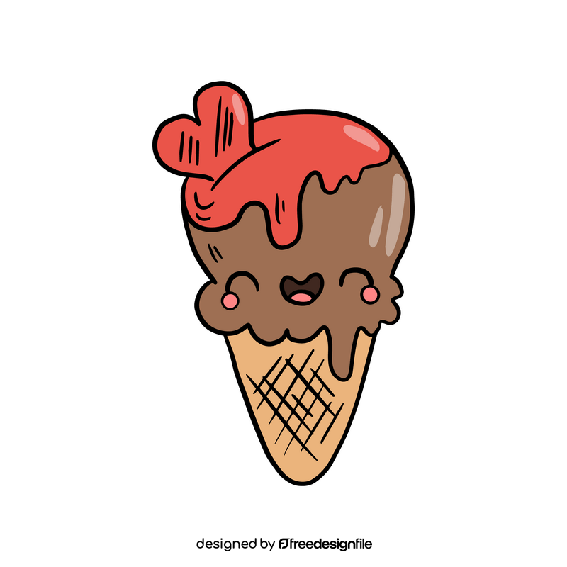 Chocolate kawaii ice cream clipart