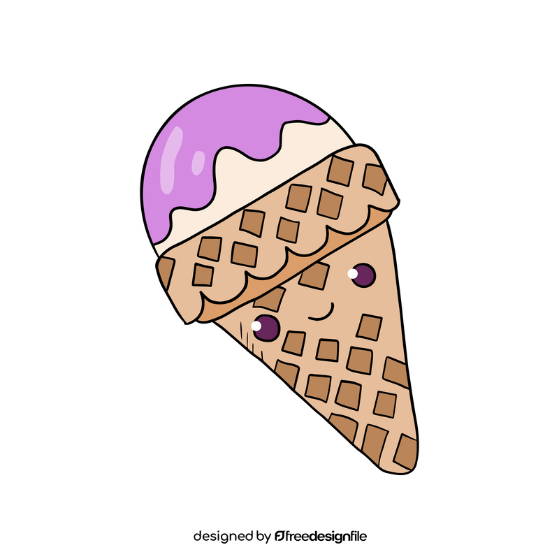 Kawaii ice cream cone clipart