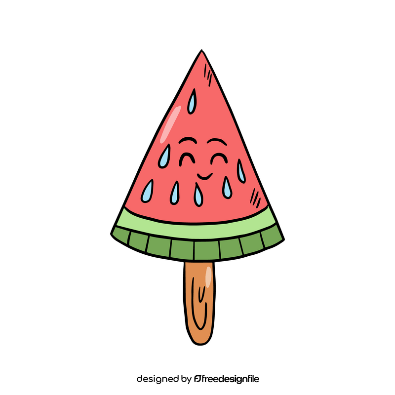 Watermelon kawaii ice cream clipart