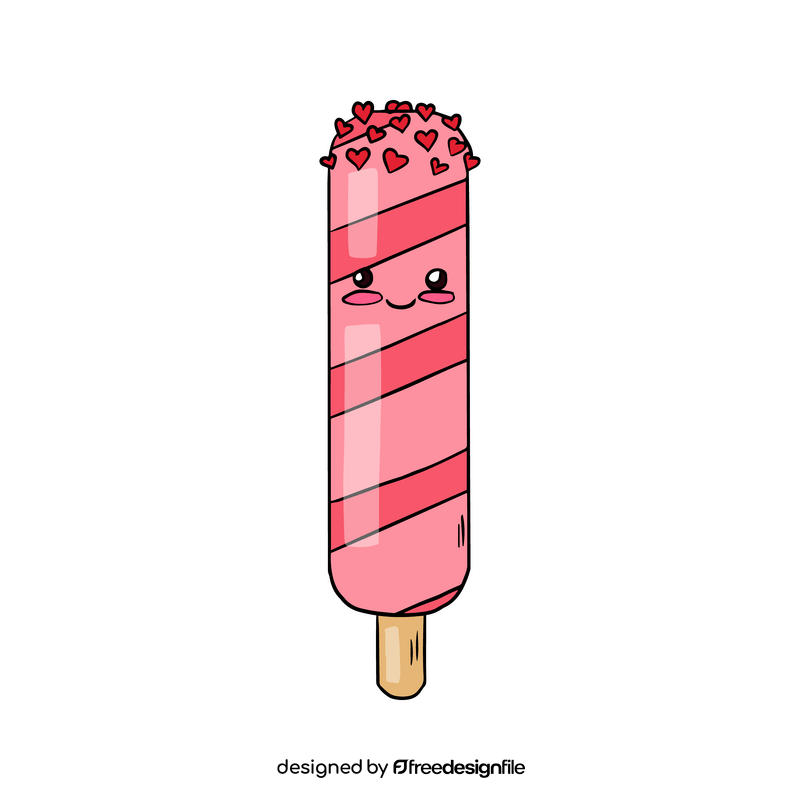 Pink kawaii ice cream clipart