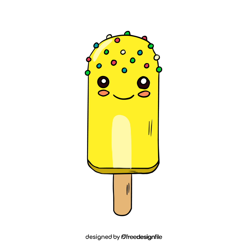 Yellow kawaii ice cream cartoon clipart