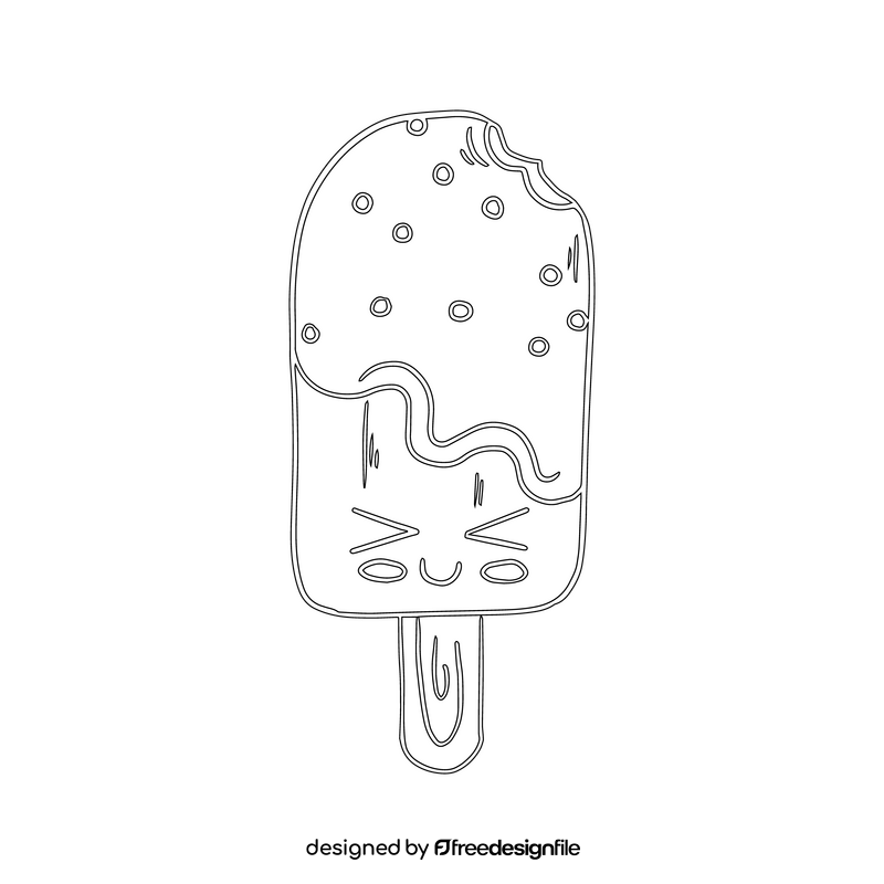 Chocolate kawaii cartoon ice cream black and white clipart