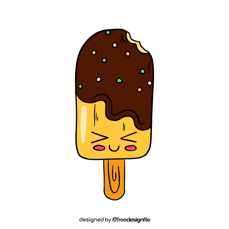 Chocolate kawaii cartoon ice cream clipart