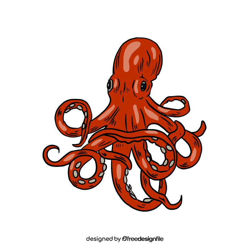 Red octopus cartoon clipart
