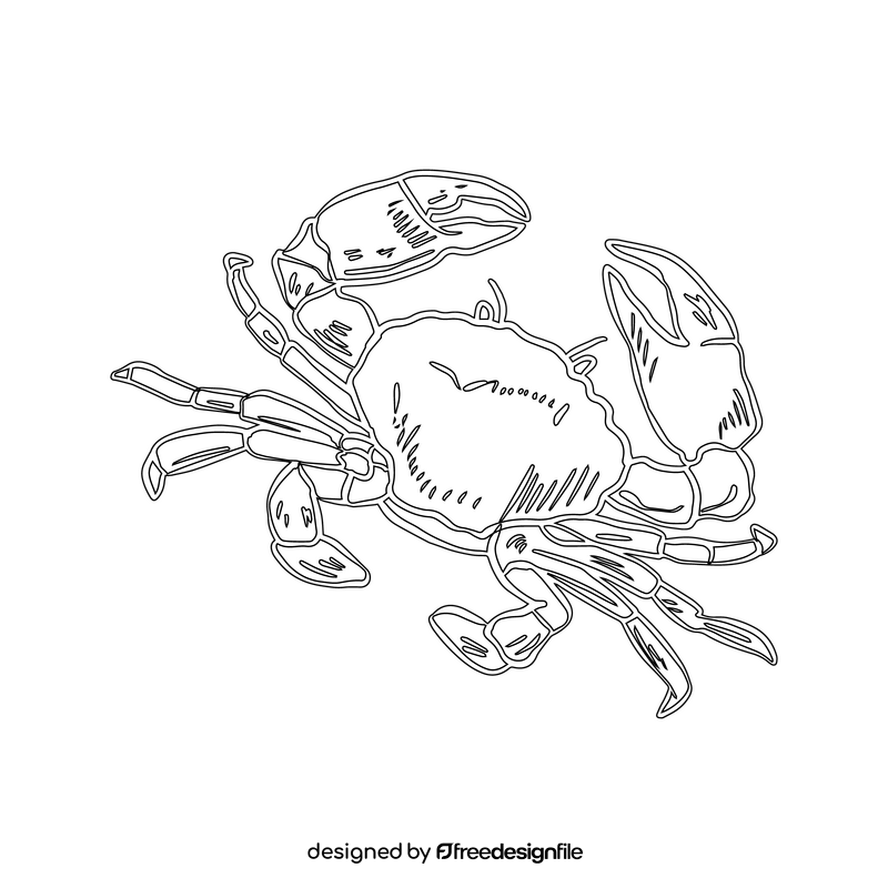 Sea crab drawing black and white clipart