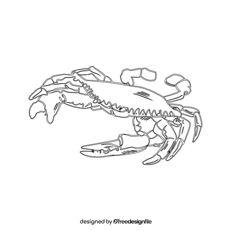 Sea crab cartoon black and white clipart