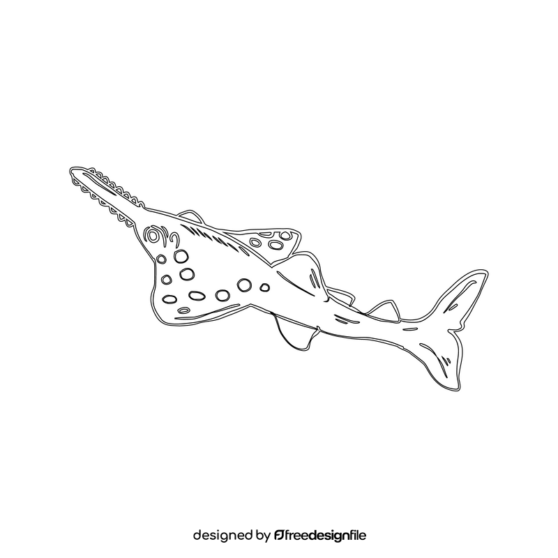 Sawfish, carpenter shark black and white clipart