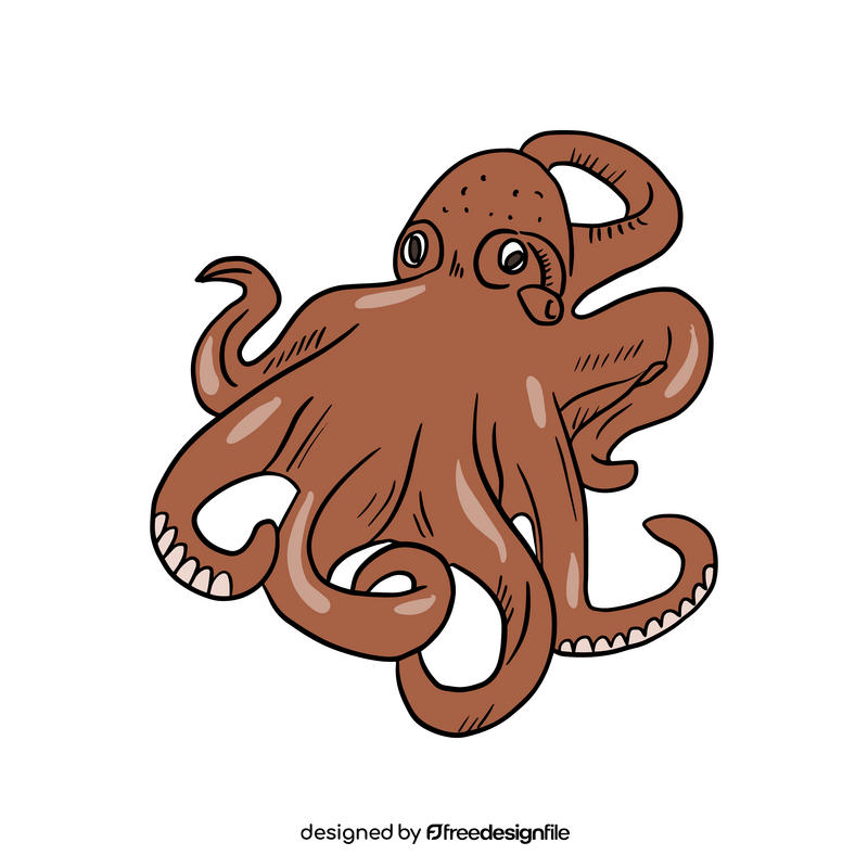 Brown octopus cartoon clipart