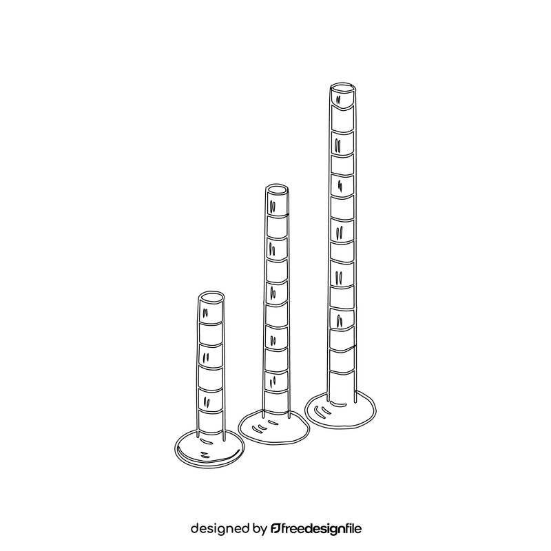 Road bollards black and white clipart