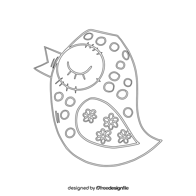 Nursery bird shaped pillow black and white clipart