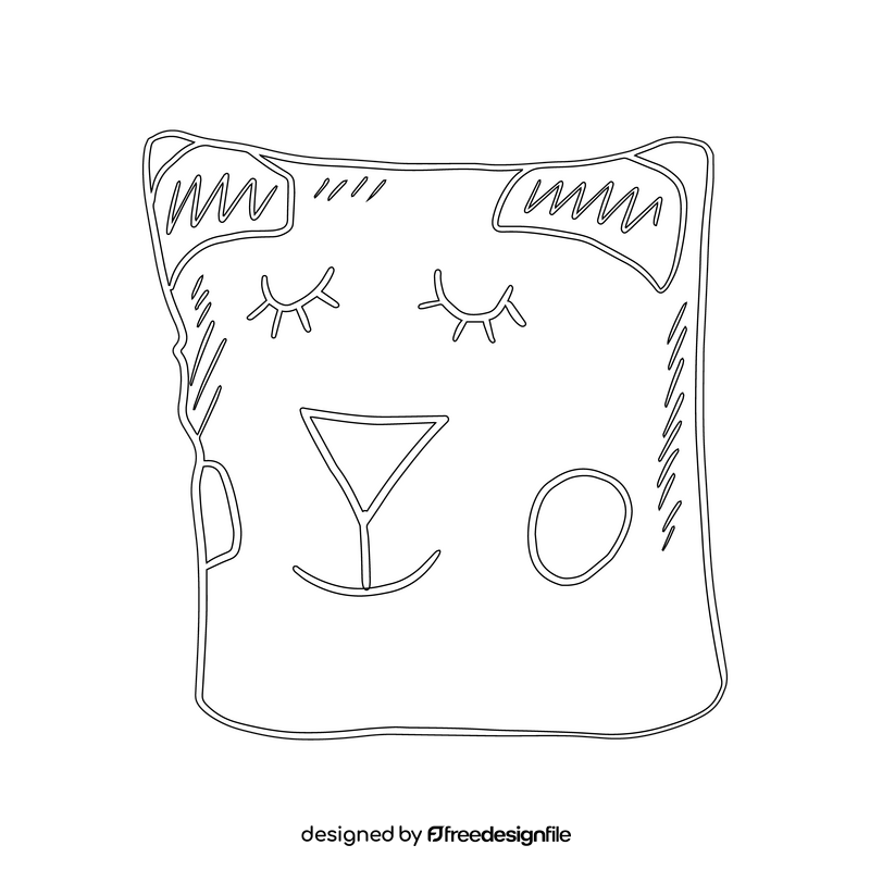 Kids cute animal pillow black and white clipart