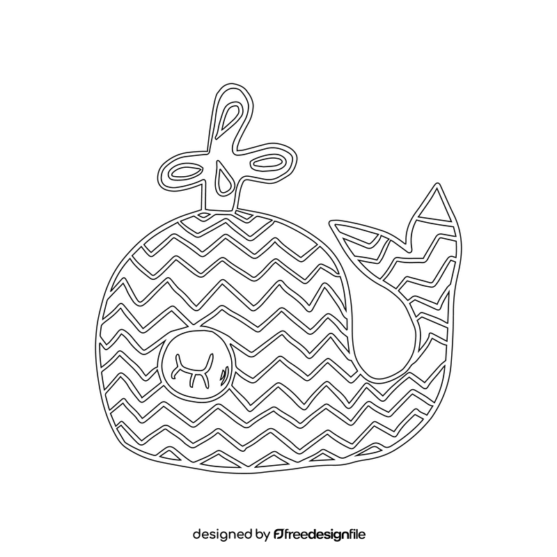 Whale pillow for kids black and white clipart