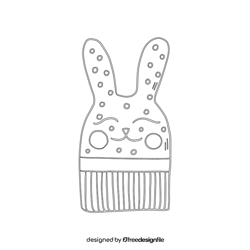 Nursery cute rabbit pillow for babies black and white clipart