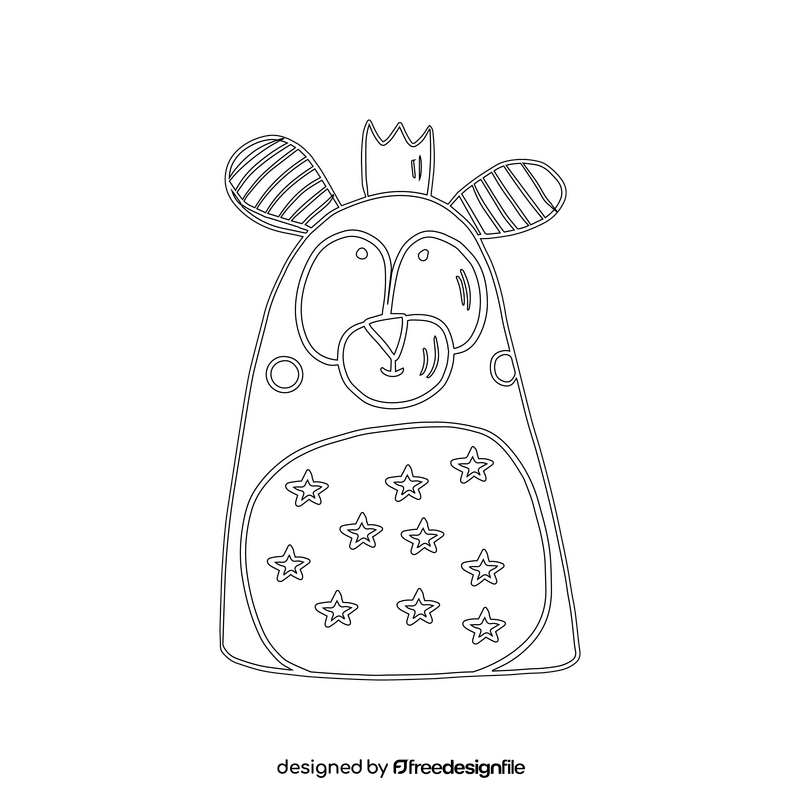 Nursery animal pillow black and white clipart