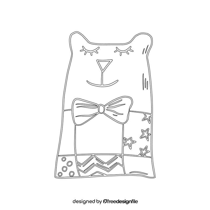 Cute nursery bear pillow black and white clipart