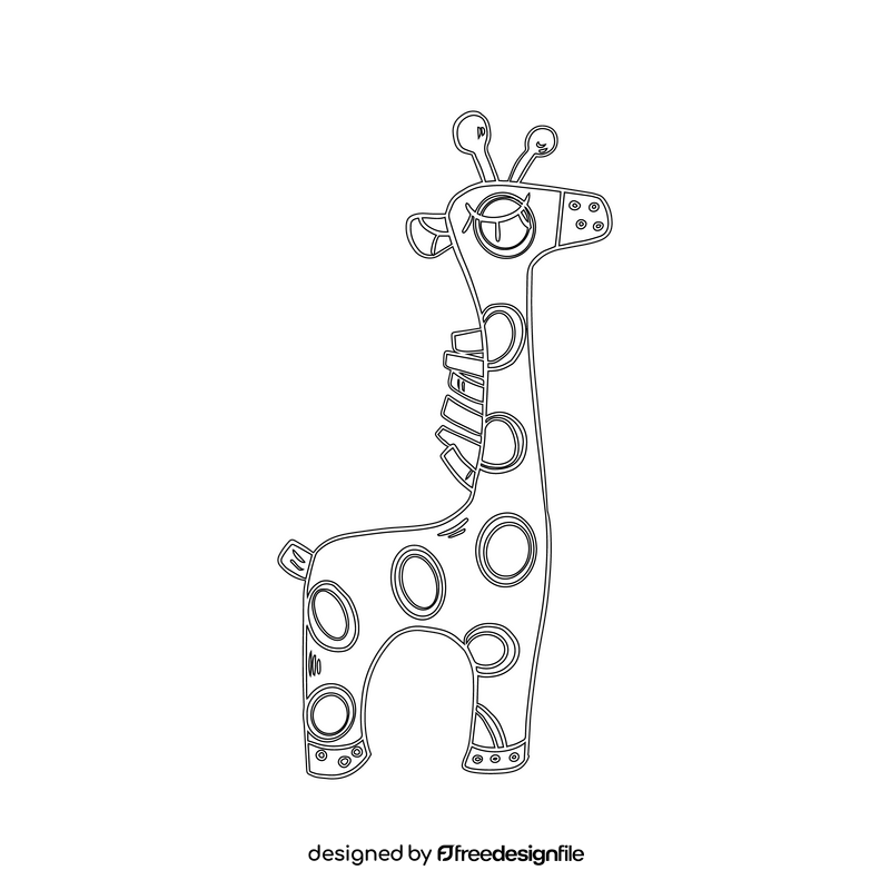 Giraffe shaped kids pillow black and white clipart