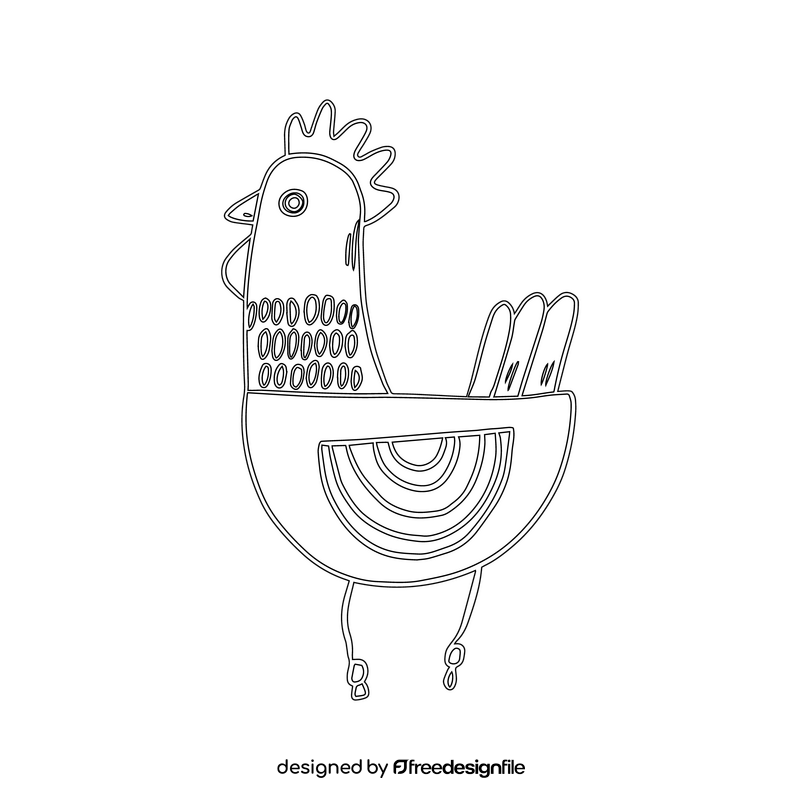 Nursery chicken shaped pillow black and white clipart