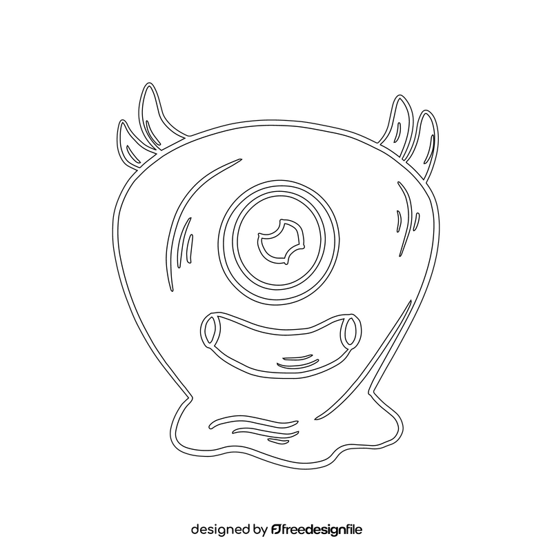 Jelly Monsters character black and white clipart