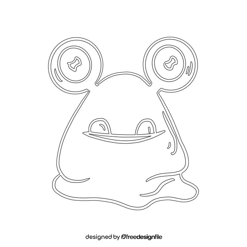 Jelly Monsters character black and white clipart