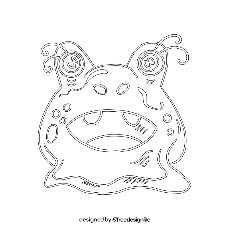 Jelly Monsters character black and white clipart
