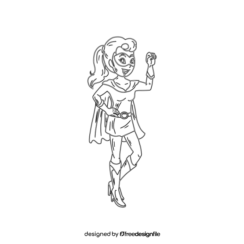 Female superhero black and white clipart