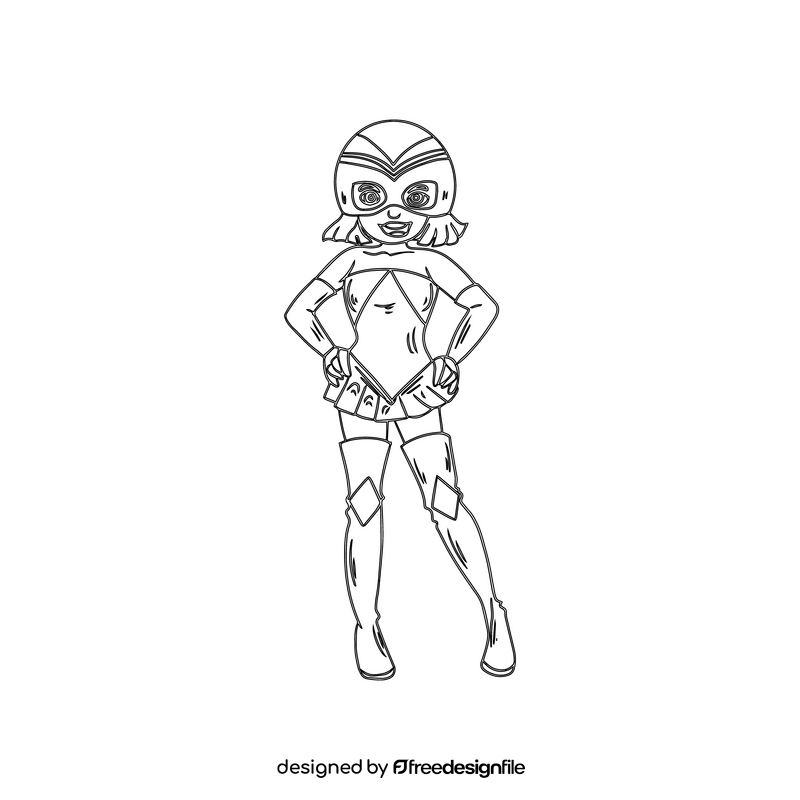 Woman superhero character black and white clipart