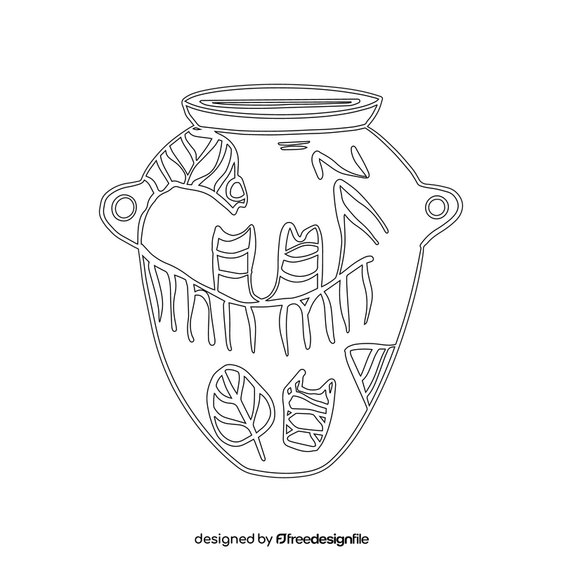 Egyptian Earthenware pot black and white clipart