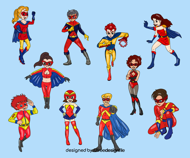 Set of superhero characters vector
