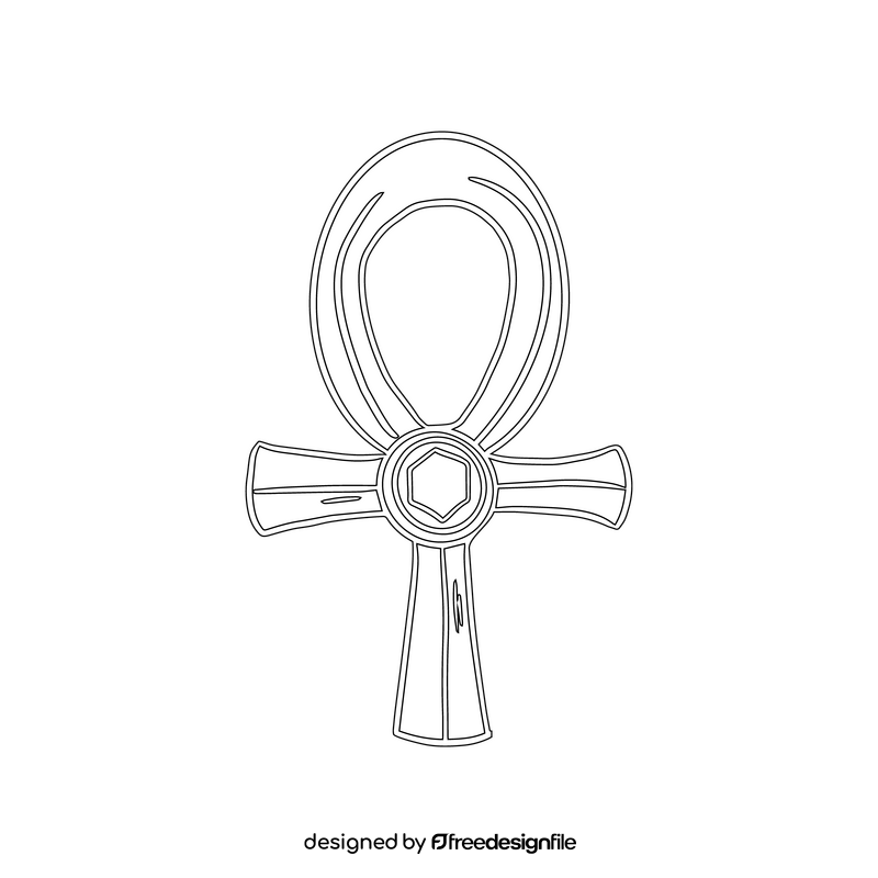 Egyptian Cross Ankh black and white clipart