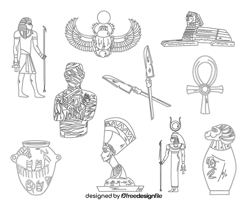 Ancient egypt black and white vector