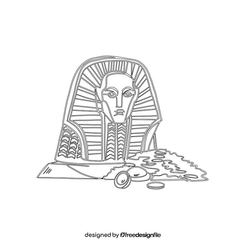 Tutankhamun pharaoh black and white clipart
