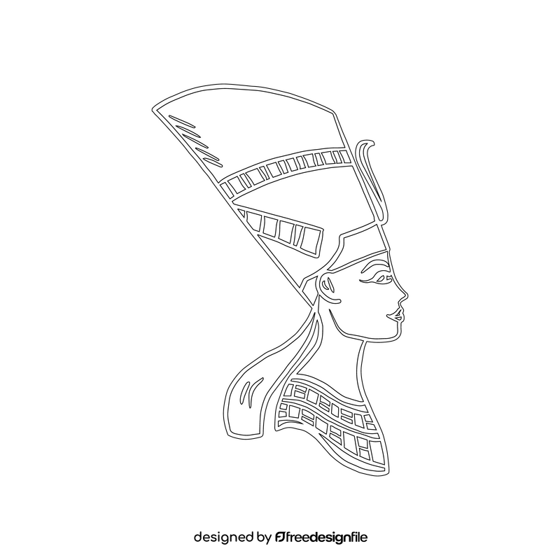 Egyptian queen Nefertiti black and white clipart