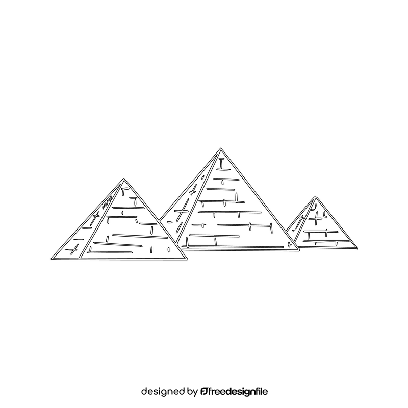 Egyptian Pyramids black and white clipart