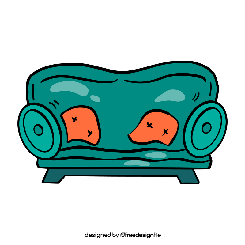 Green sofa cartoon drawing clipart