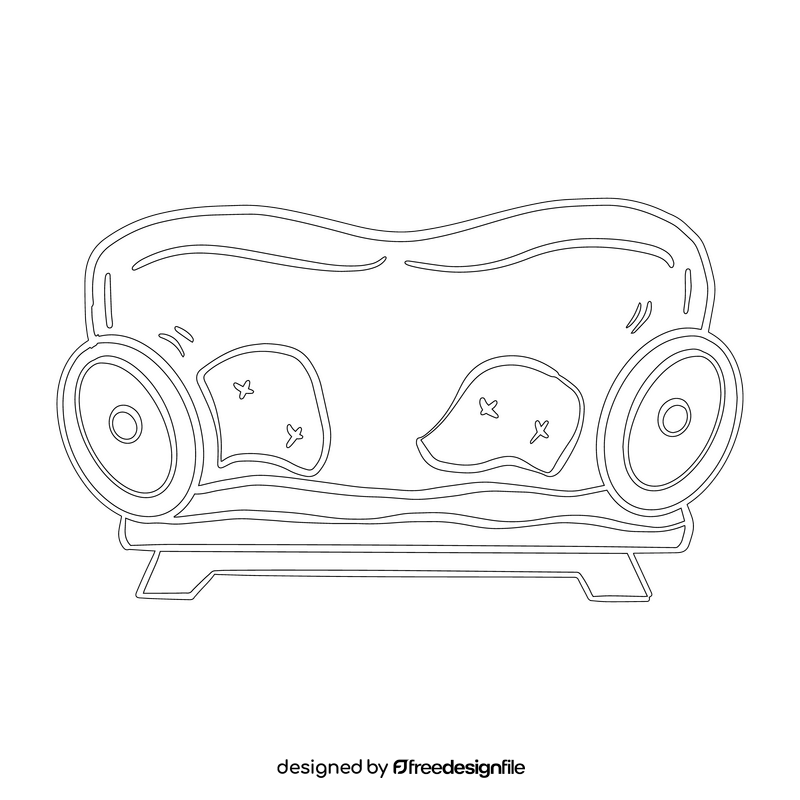 Sofa cartoon drawing black and white clipart