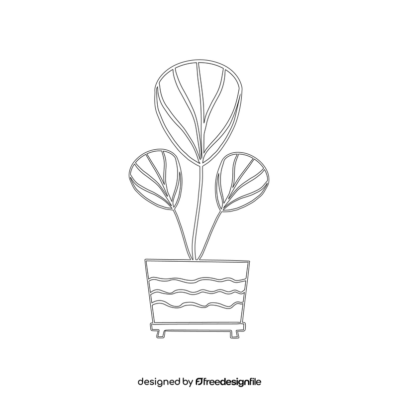 Flower in a pot black and white clipart