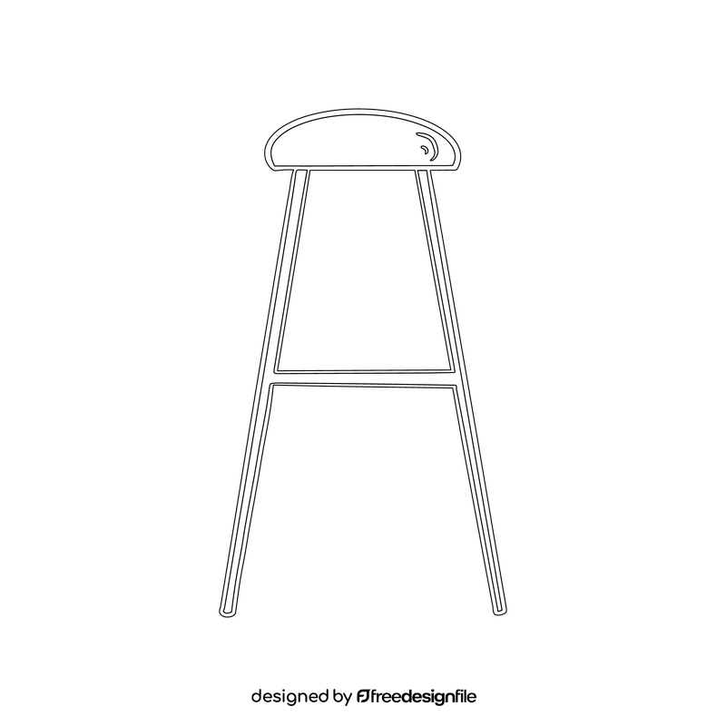 Wooden bar stool black and white clipart