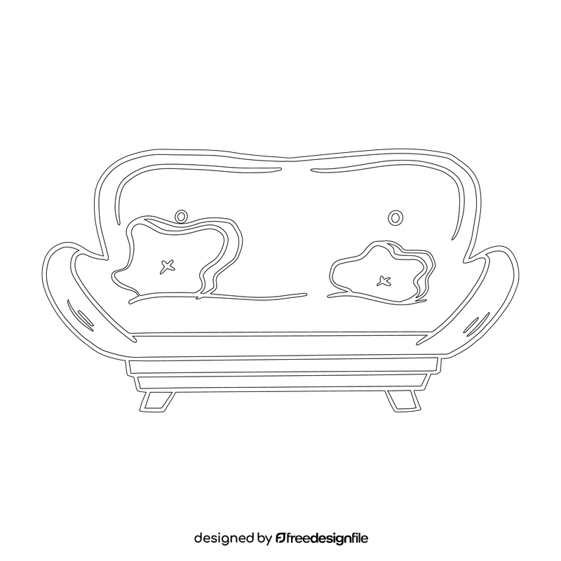 Cartoon sofa black and white clipart