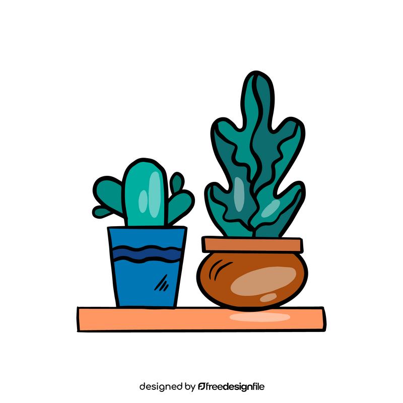 Flowers, cactus in a pot clipart