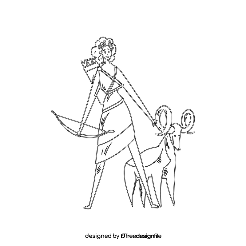 Artemis black and white clipart