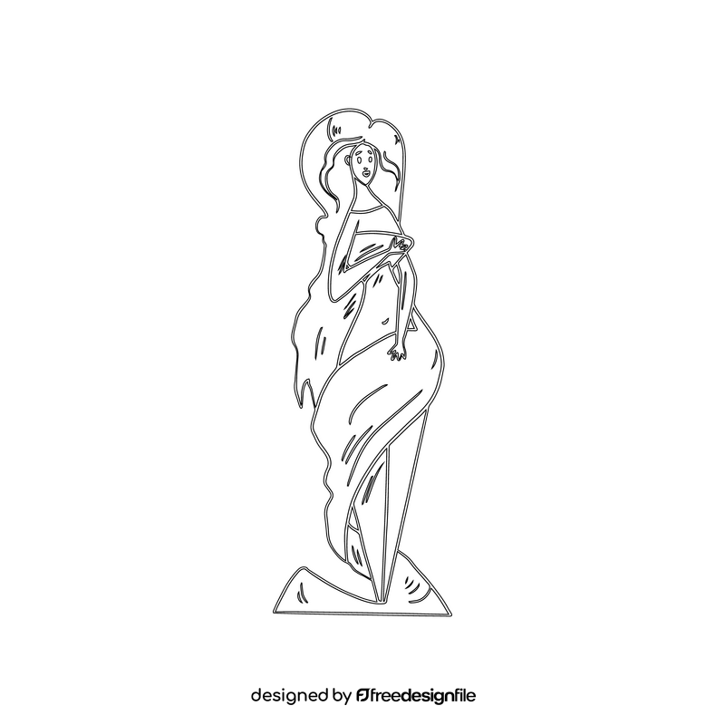 Aphrodite black and white clipart