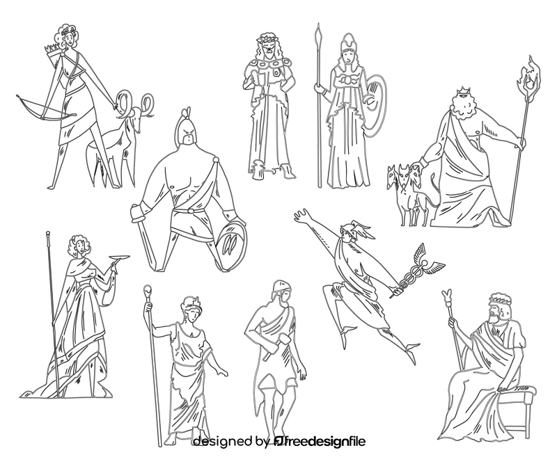 Myth greek gods black and white vector